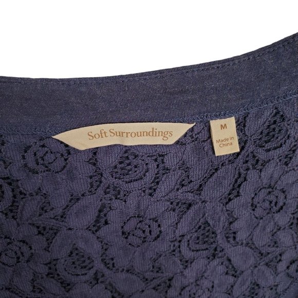 Soft Surroundings Sz M Tunic Maddalena Jersey Knit Shaped Fit Artsy Buttons Blue - Picture 5 of 9